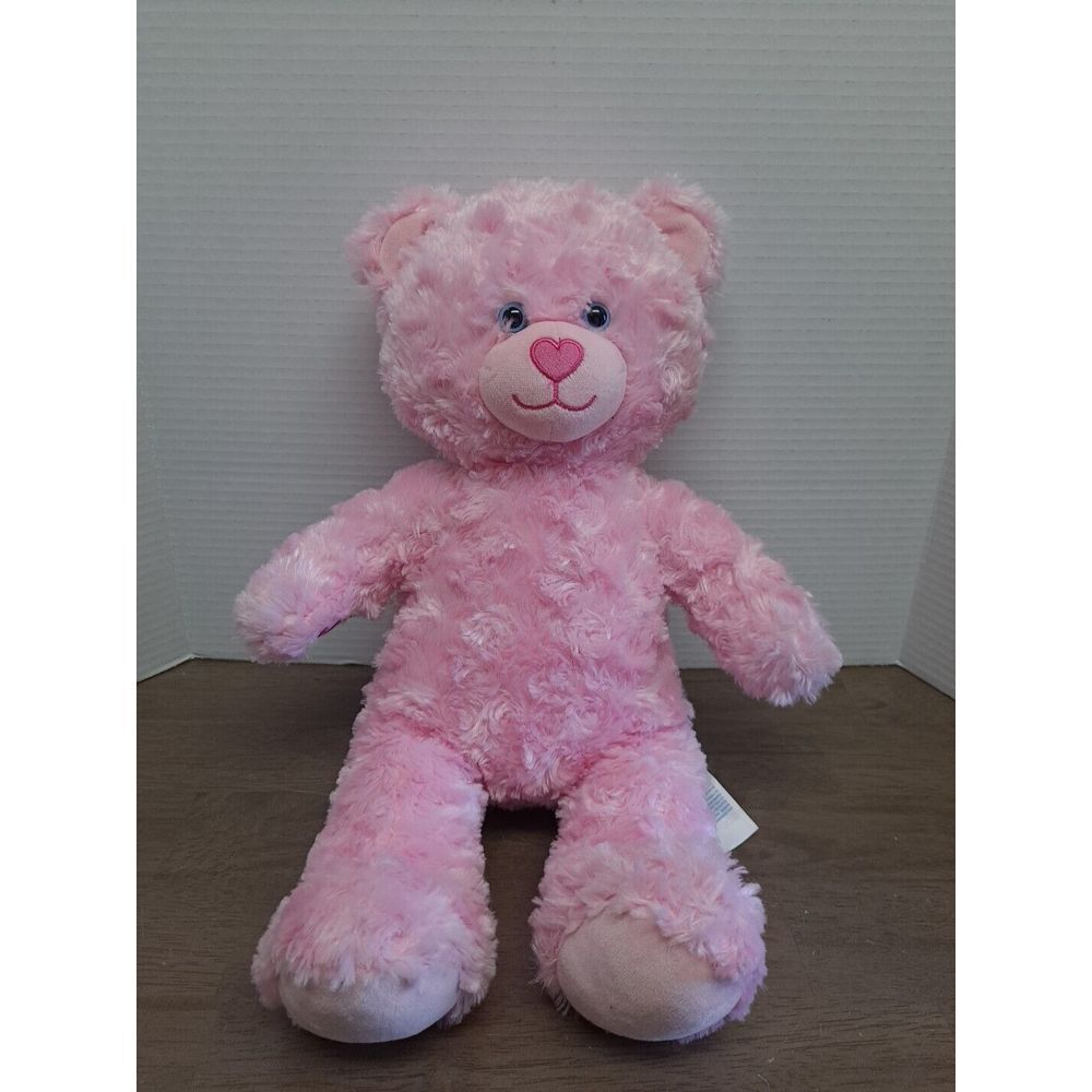 2016 Build a Bear BAB Pink Happy Hugs Swirl Fur‎ Teddy Bear Plush 16" Heart Nose